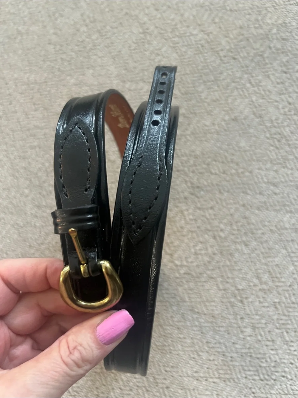 Don Hume Classic Black Leather Belt with Gold Buckle vintage